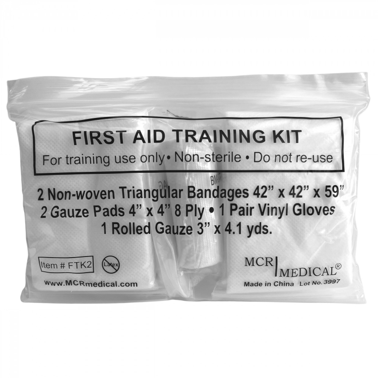 First Aid Training Kits w. 2 Non-Woven Triangular Bandages